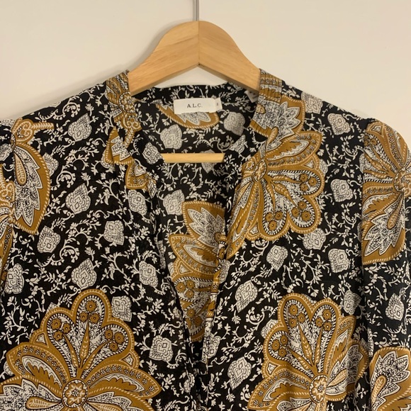 SOLD A.L.C. 70s Chic Paisley Silk Top Blouse - Picture 2 of 3